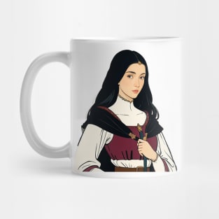 Lovely Medieval Noblewoman clutching her cloak Mug